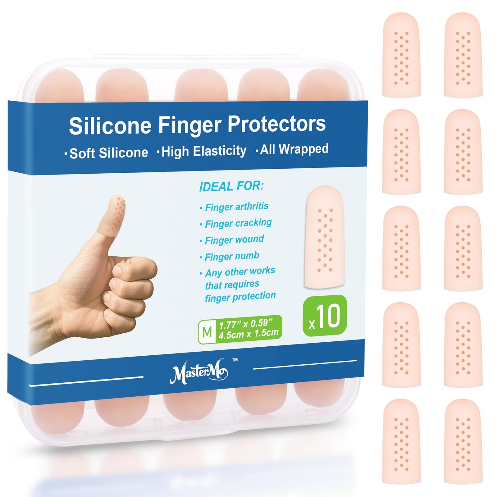 Gel Finger Cots Protectors with Air Holes, Silicone Fingers Covers Bandages C…