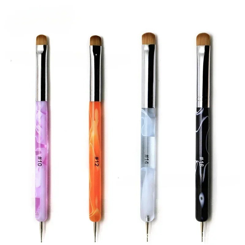Printed White Black Orange Pink Semi Circle Tail Dot Diamond Nail Art Brush Wave