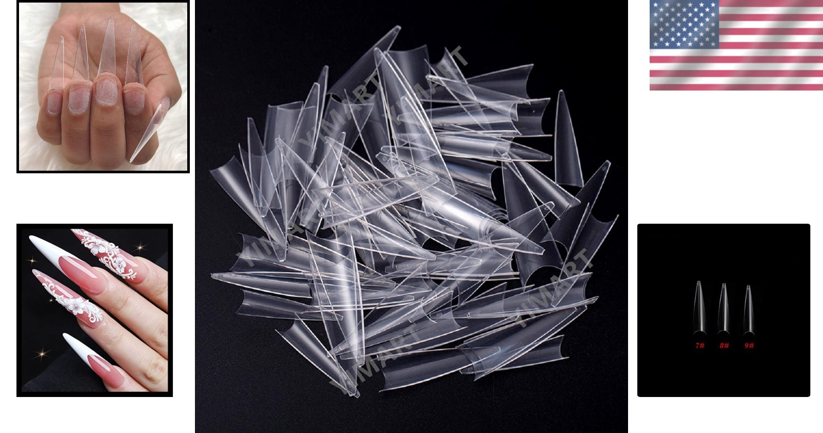 300 Pack of Stylish Middle Long Stiletto Nail Tips for Gorgeous Nail Designs