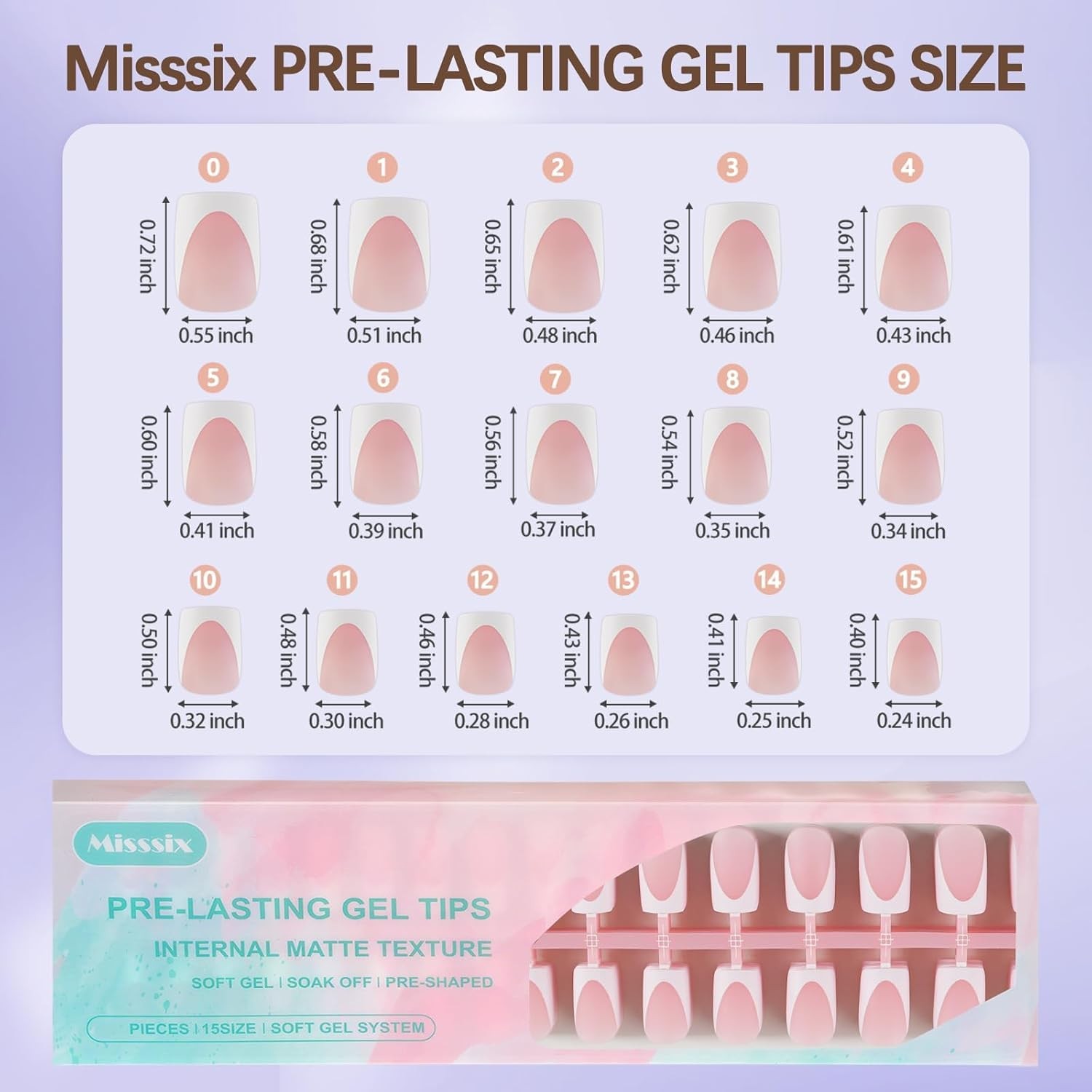 Deep French Tip Press On Nails, 160Pcs French Gel Nail Tips, Short Multicolor