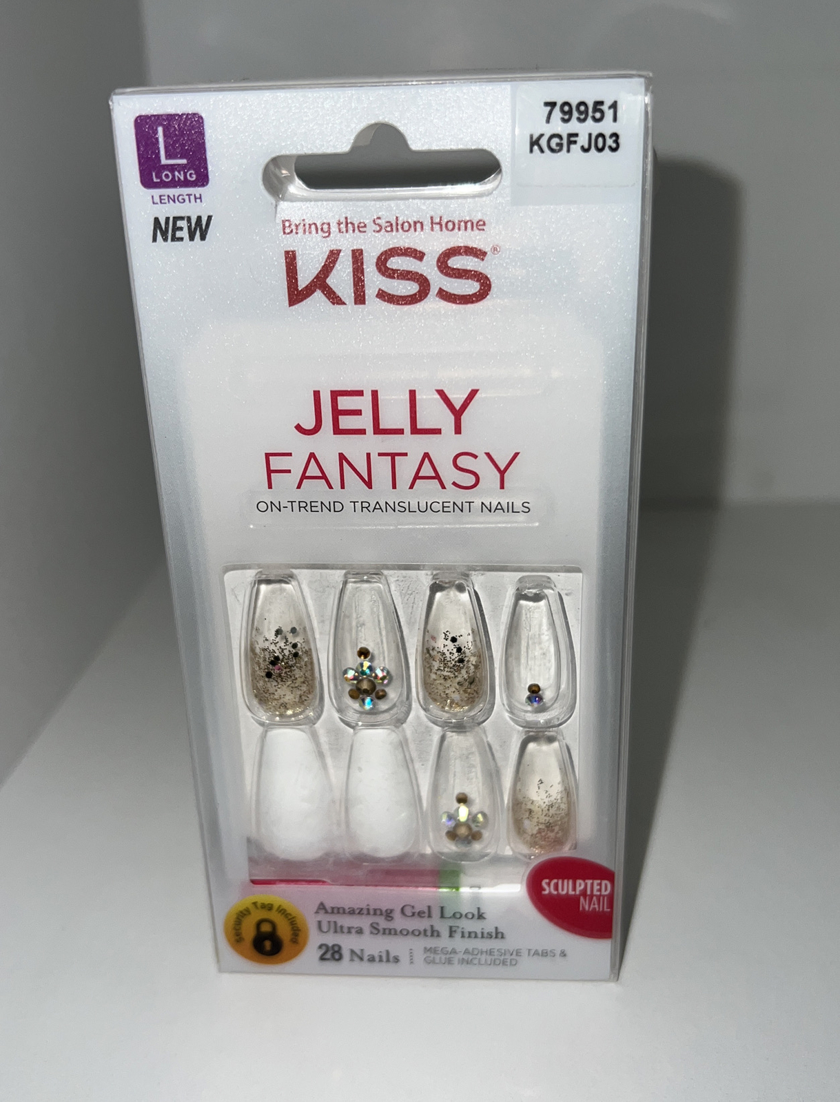 Kiss Jelly Fantasy Glue-on Manicure Nails. Long. 79951 KGFJ03