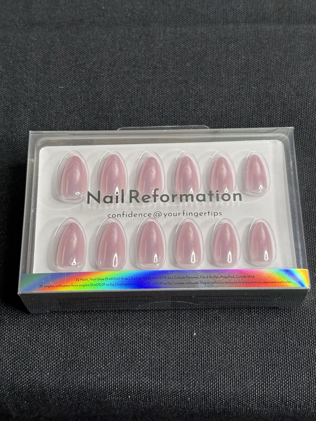 Nail Reformation Pink Shiny Oval Long Acrylic Press-On Nails Glue Included AS210
