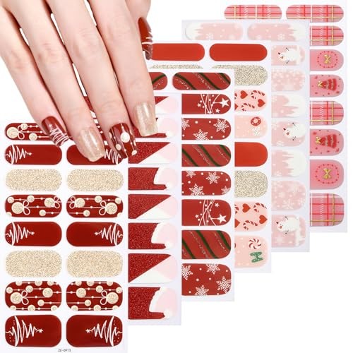 6 Sheets Christmas Nail Wraps Full Stickers Glow in The Darkness Nail Color 19