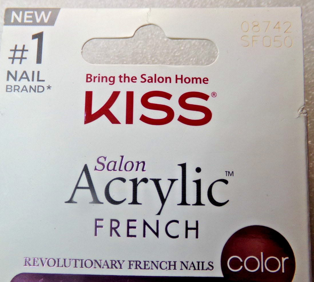 KISS Acrylic NAILS GLUE ON Purple French LONG LENGTH, Square SHAPE