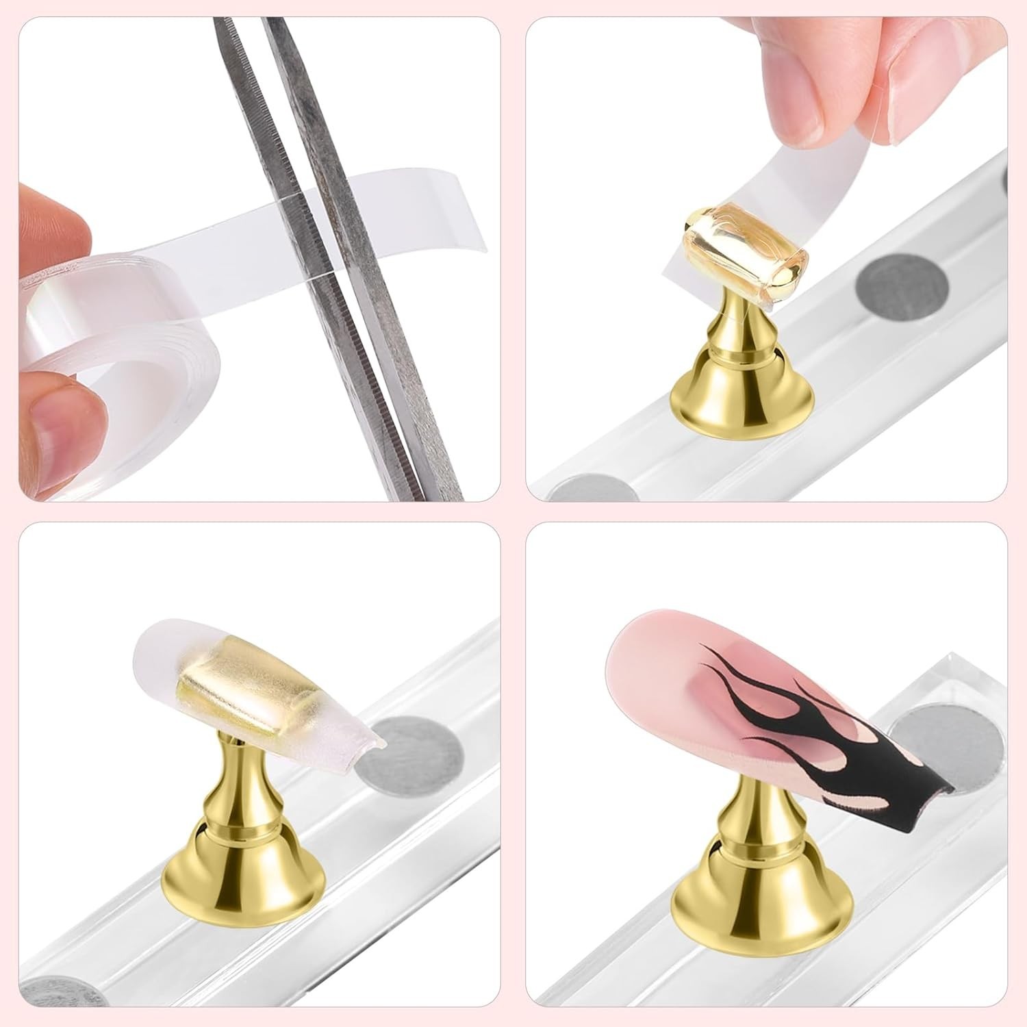 Acrylic Nail Art Display Stand Practice Holder for Painting Fake Tips 5 Magnets