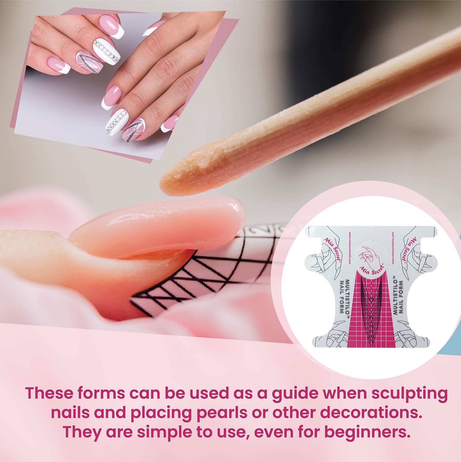 Mia Secret Nail Forms 500 Count Premium Adhesive Decals For Acrylic Gel Nails