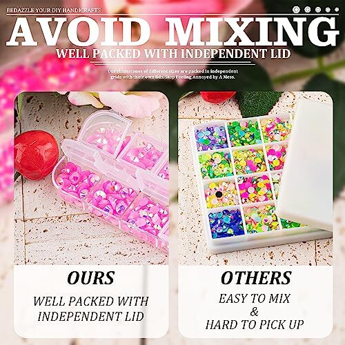 BELLEBOOST 7000PCS Resin Rhinestones Kits, Medium Amount-4 Boxes 26 Pink AB