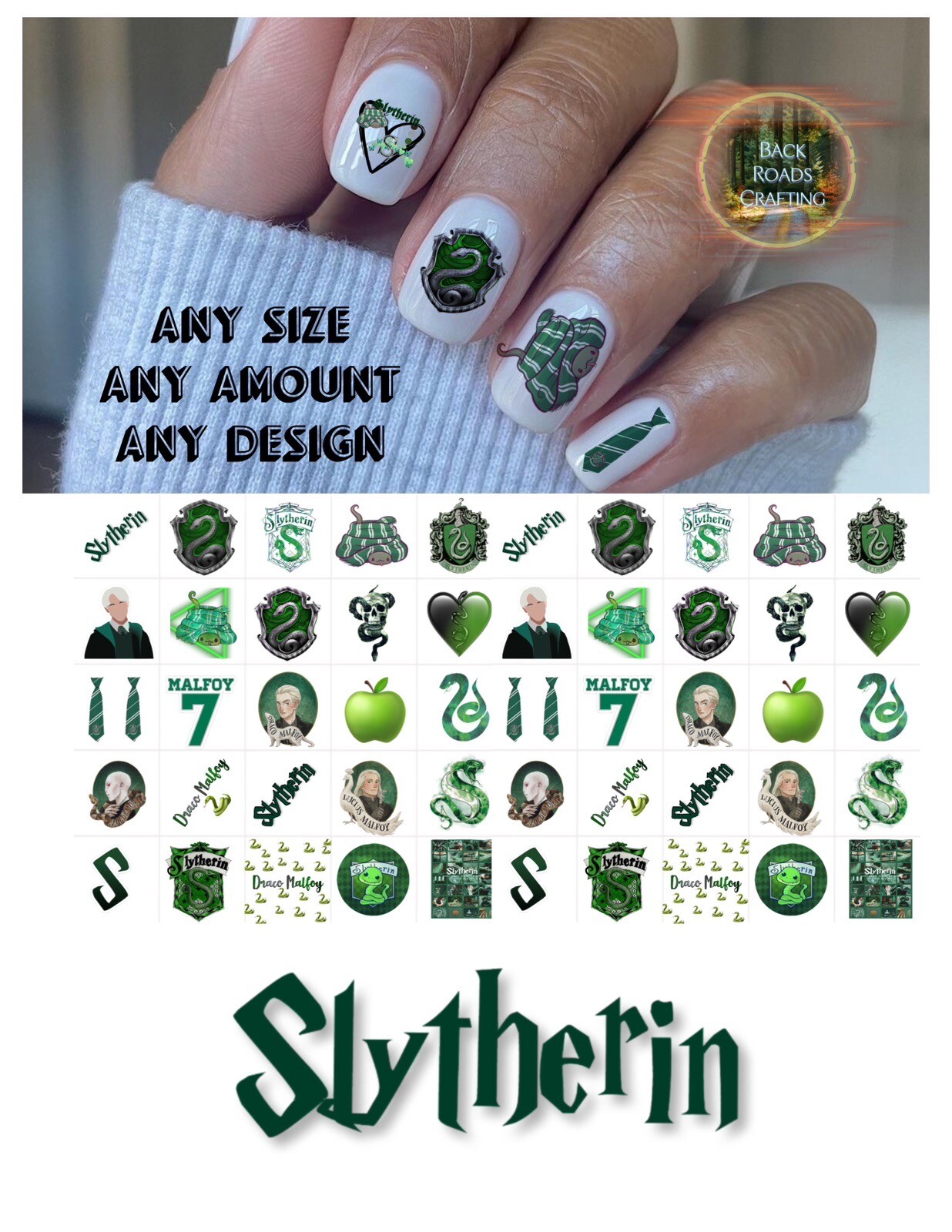 Slytherin Harry Potter Waterslide Nail Decals Instructions & Bonus