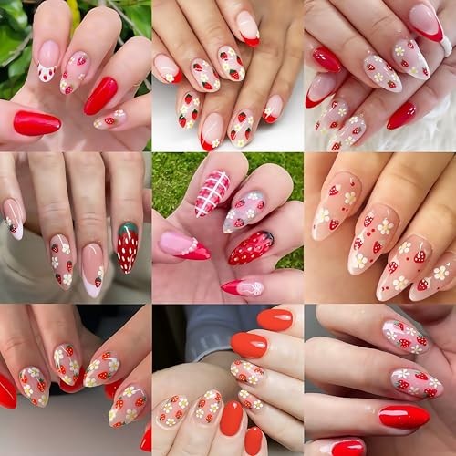 4Pcs Flower Nail Art Stickers Decals 5D Embossed Floral Strawberry strawberry