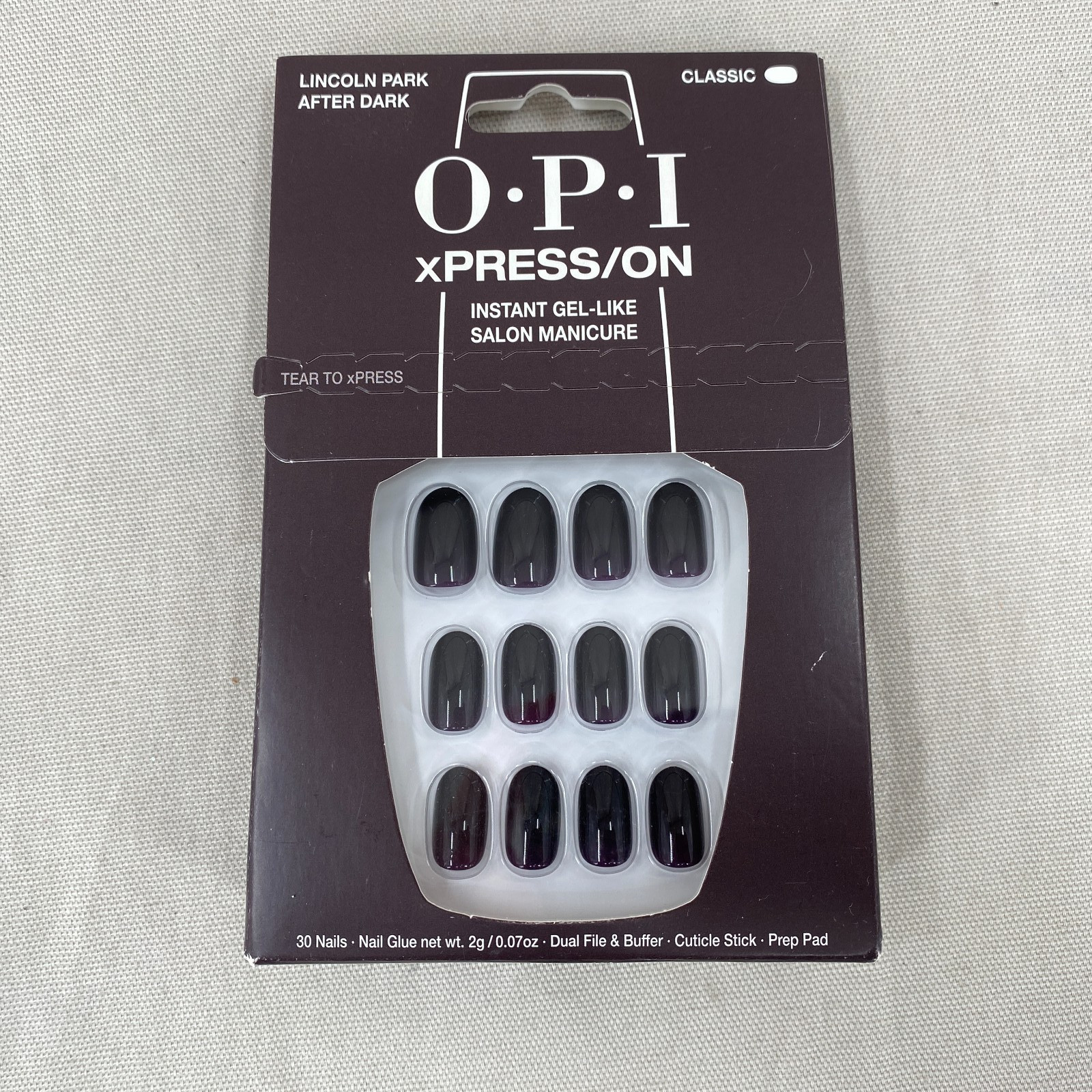 OPI xPRESS/ON Instant Gel Like Nails Lincoln Park After Dark Salon Manicure