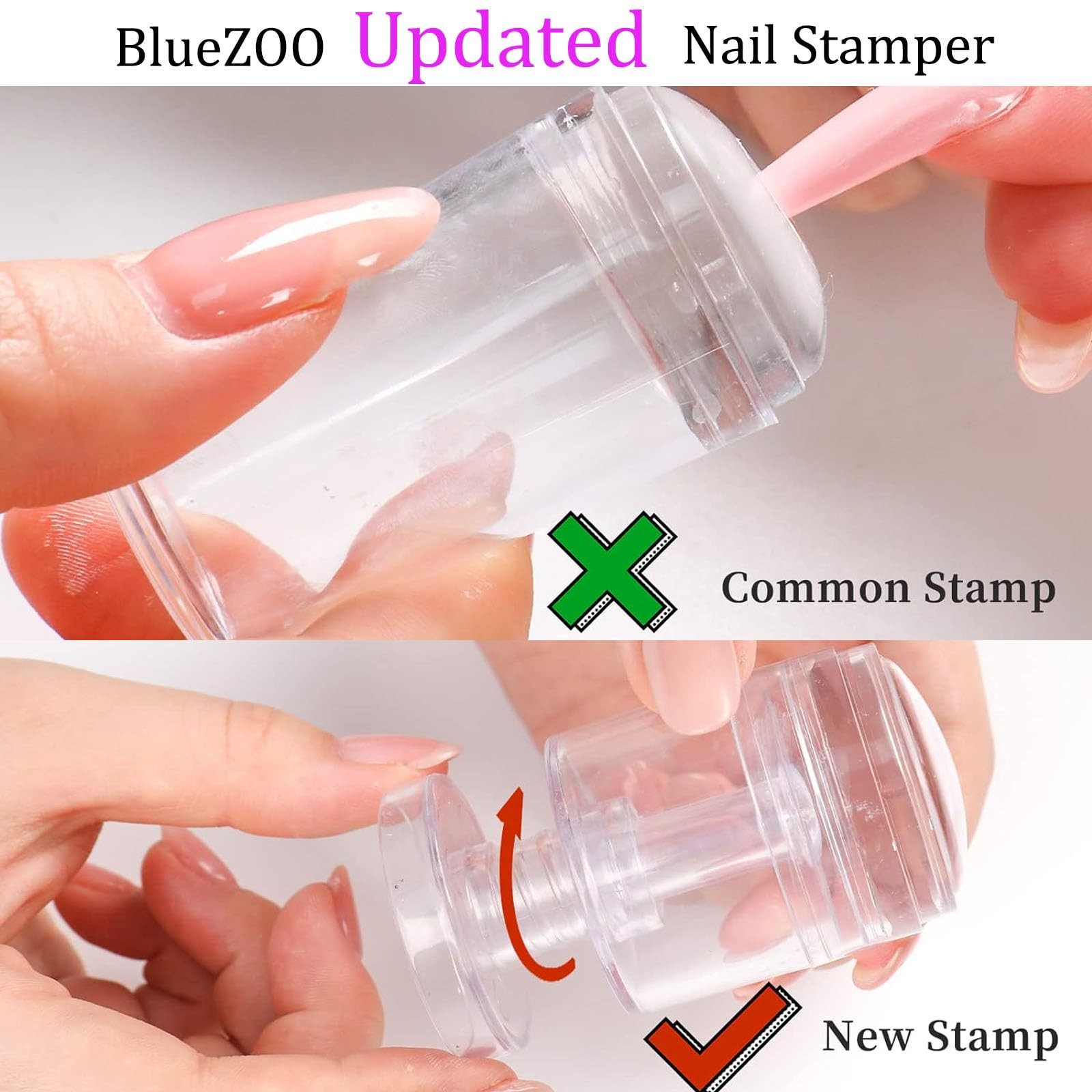 Upgraded Rotatable Nail Stamp Kit, French Tip Nail Art Stamper with Adjustabl…