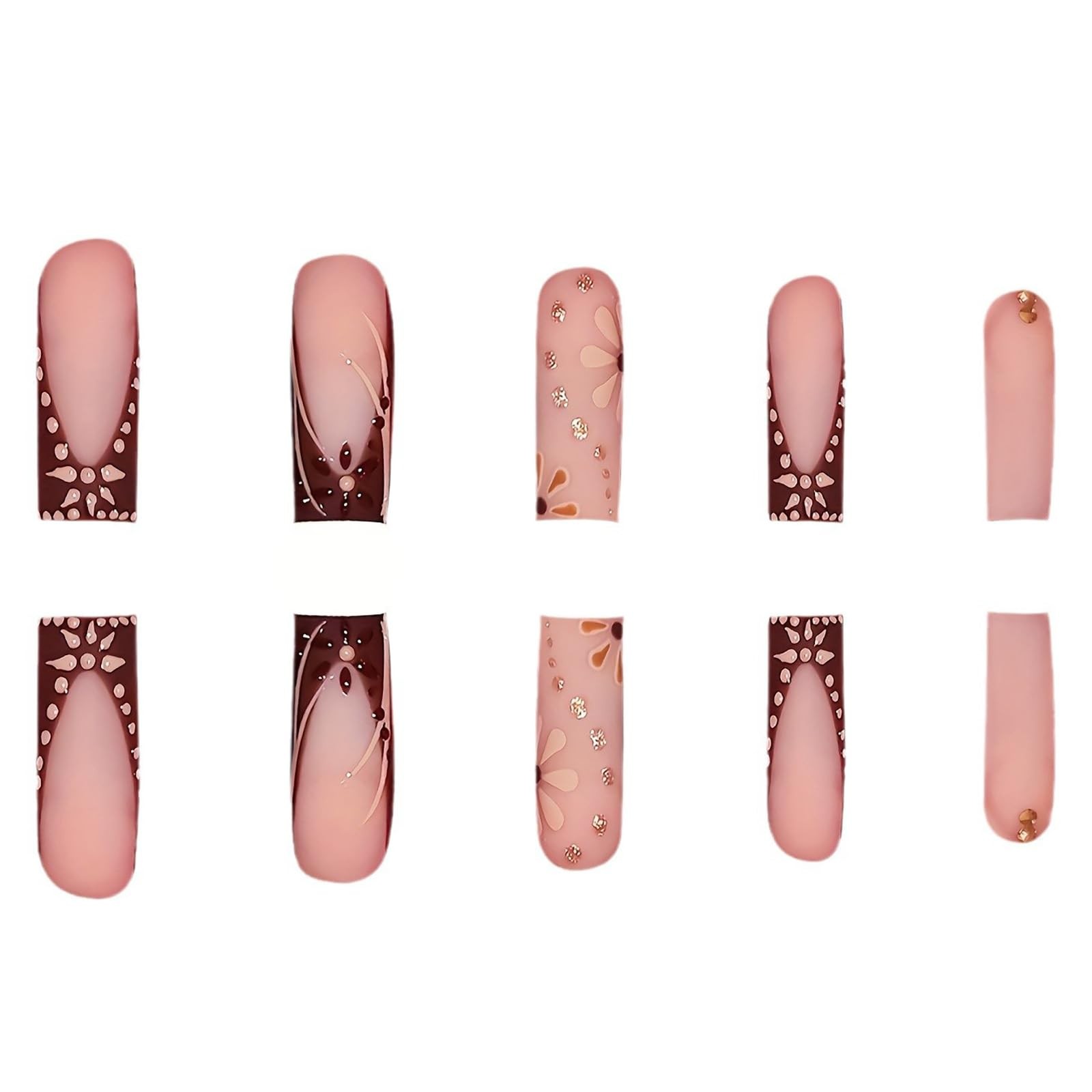RUOKEXIN Long Press on Nails Square False General,24, Style-C9C7