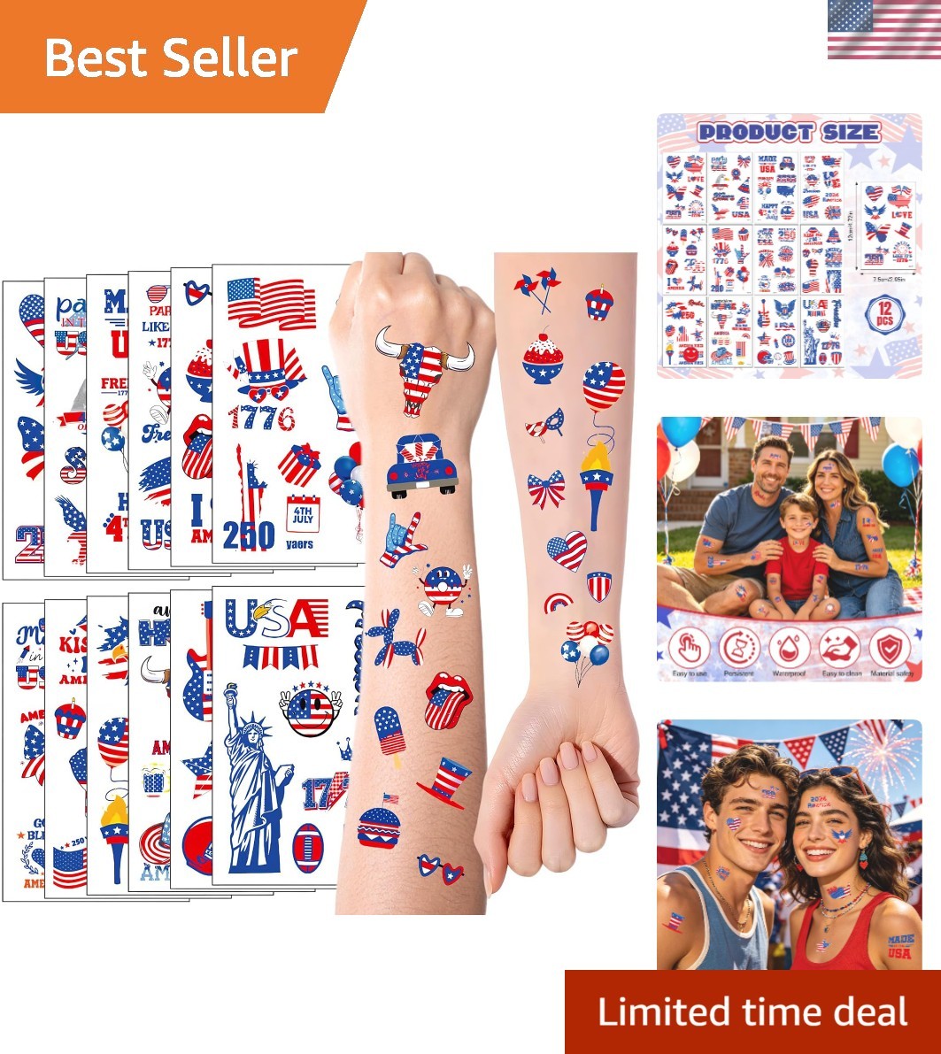 4Th of July Nail Stickers, Glitter Red Blue White Star for Independence Day Patr