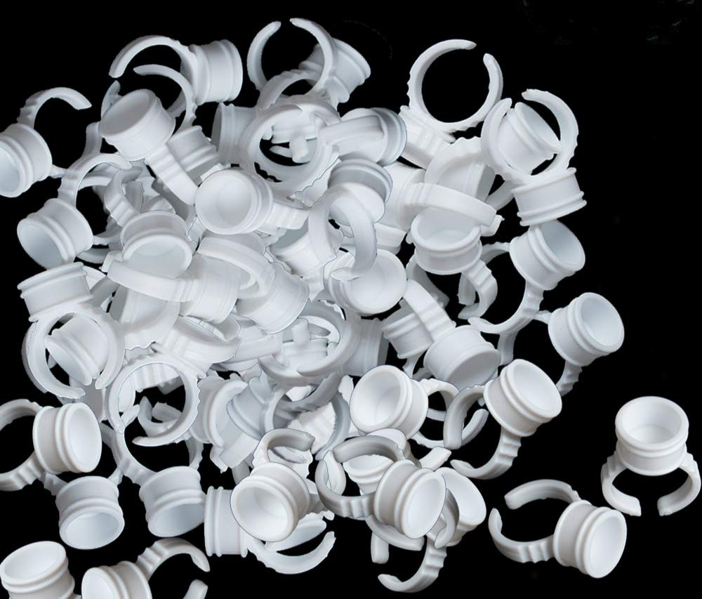 100Pcs 2 Slot Disposable Plastic Nail Art Tattoo Glue Pallet Holder Eyelash Exte