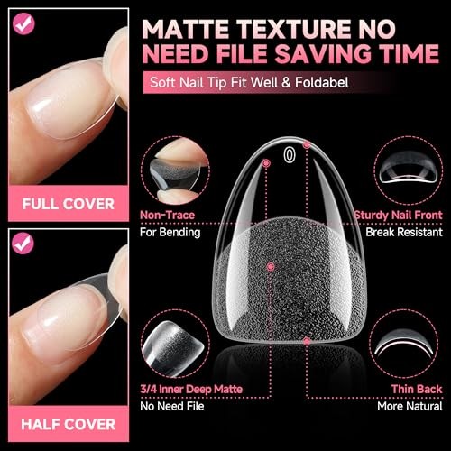 Extra Short Almond Nail Tips 12 Sizes Short Almond Gel Nail Tips A-XS Almond