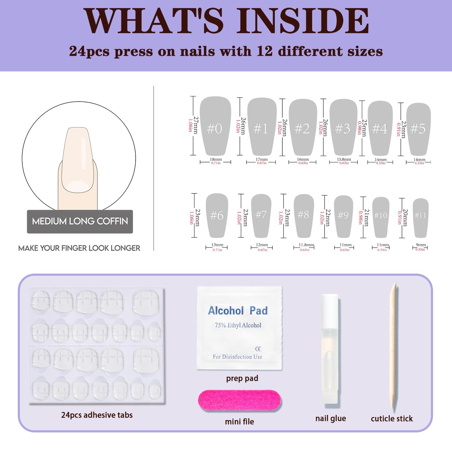 Medium Press on Nails, Pink Glitter Fake Nails Medium Coffin Sparkly Nails Pr…