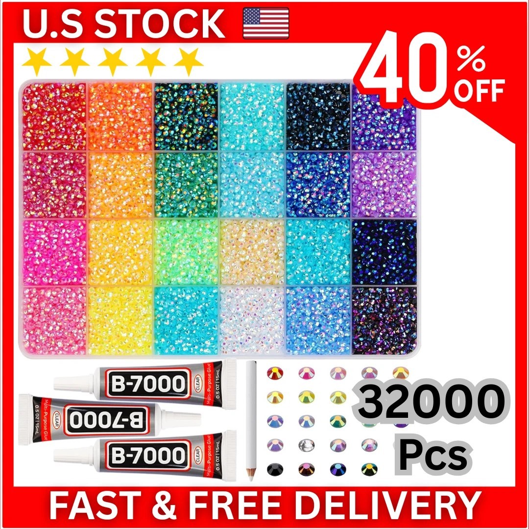 32000Pcs 3mm Rainbow Jelly Rhinestones Gems for Bedazzling Crafting, Colorful***