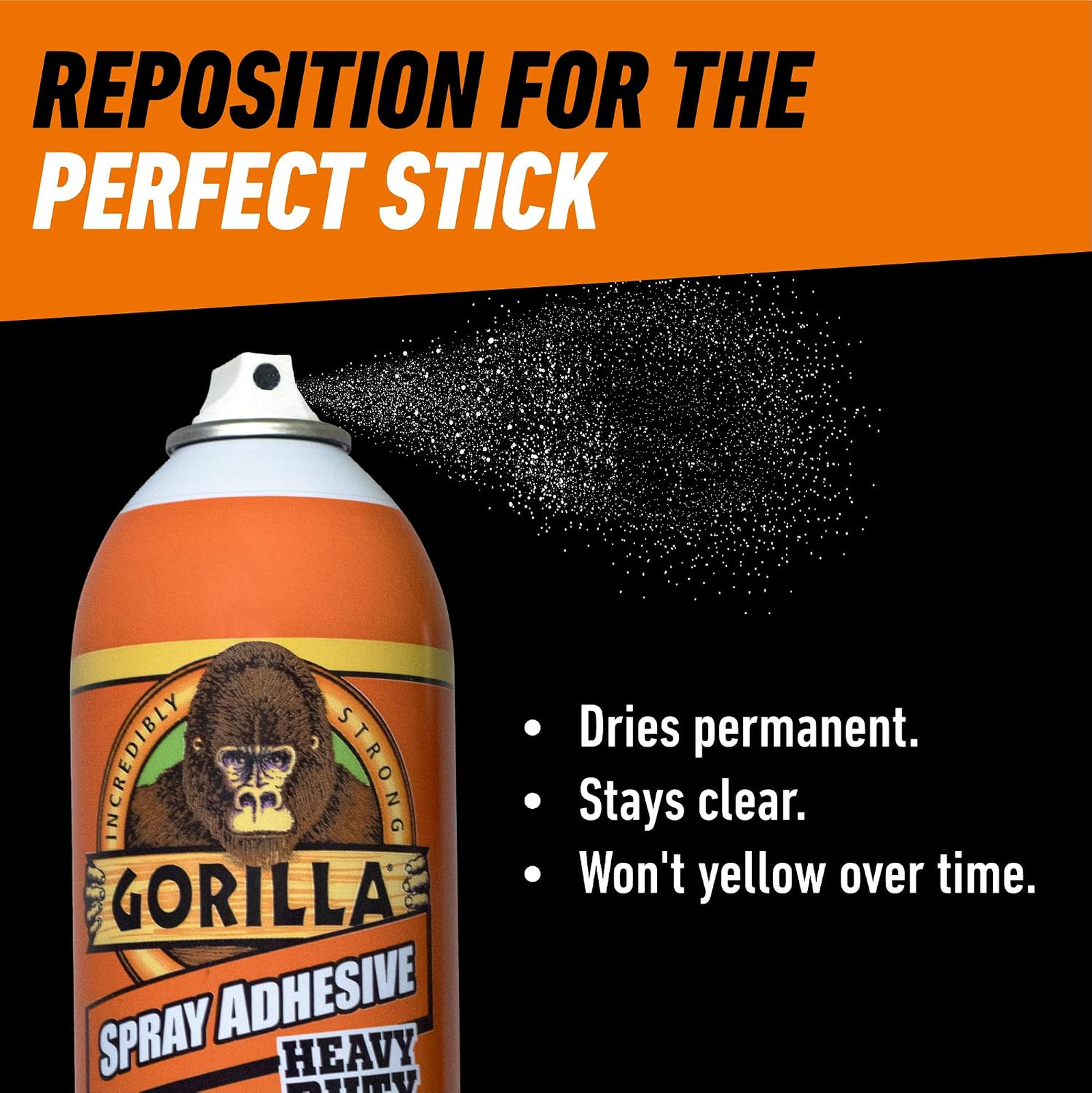 Heavy Duty Spray Adhesive Multi Purpose Repositionable Clear 14 oz Bond Paper