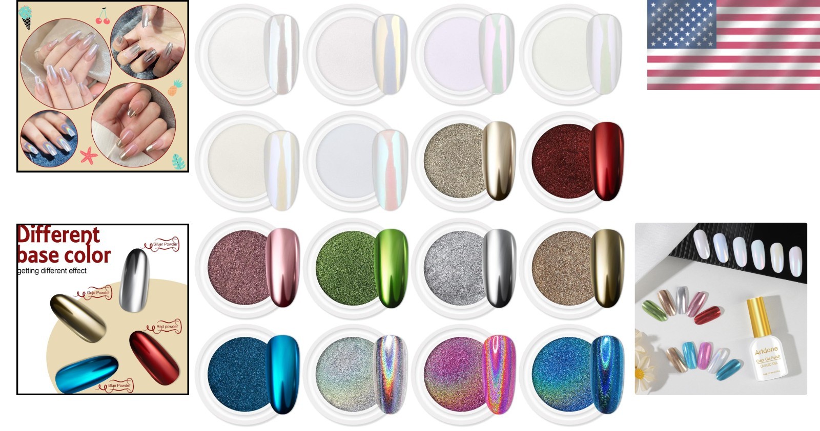 Luxury Iridescent Mermaid Pigments – Chrome Nail Powder for Stunning Effects