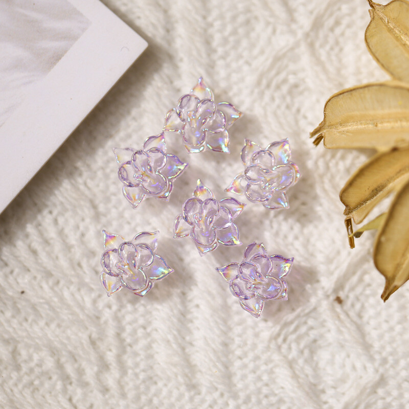 10pc 3D New AB Aurora Flower Nail Art Decorations Resin Lotus Design Accessories