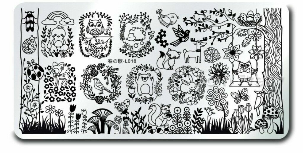 Forest Animal Pattern Nail Art Stamping Manicure Template Stencil Plate L018