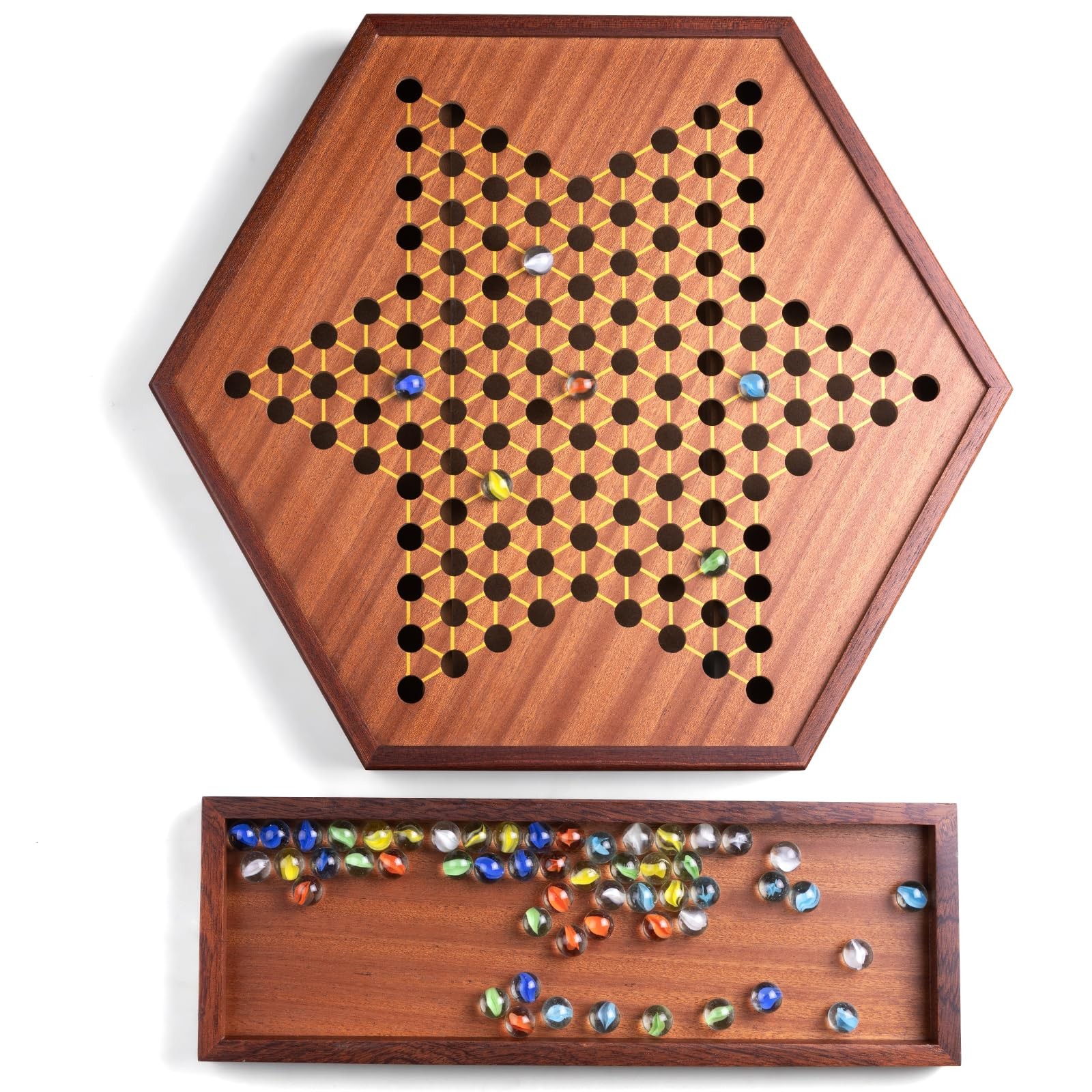VAMSLOVE Large 17″ Chinese Checkers Board Game for 2-6 17 inches by 15