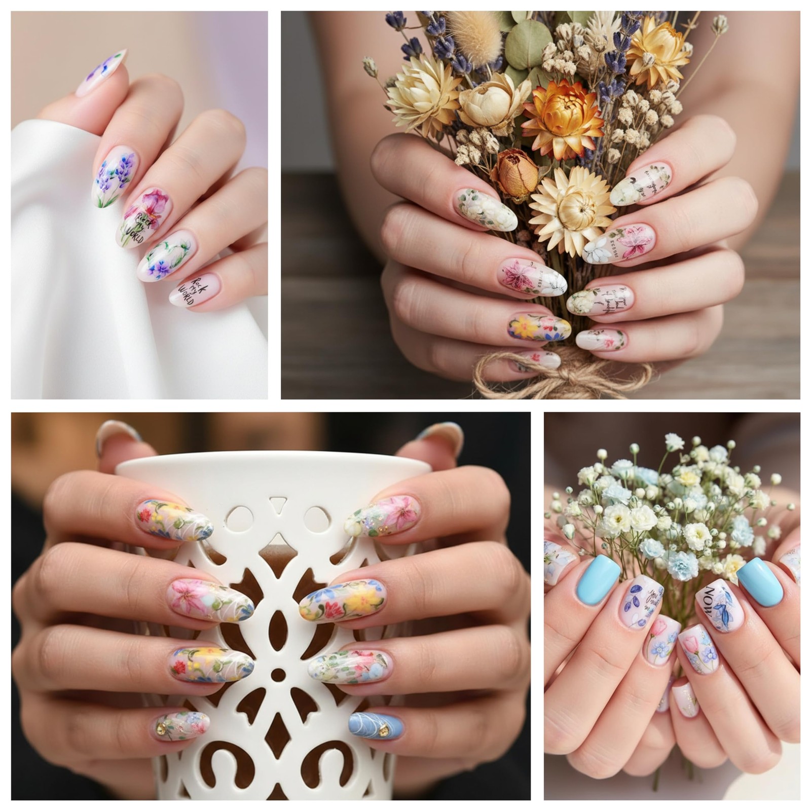 Flower Nail Art Stickers, Flower Nail Decals Water Transfer Nail Art Supplies…