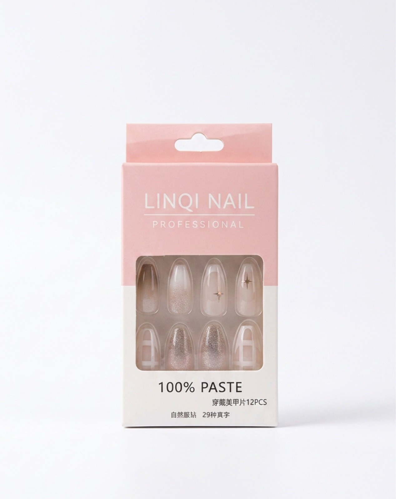 Linqi Nail Professional Press-On Nails 12Pcs – False Acrylic Artificial Gel Nail
