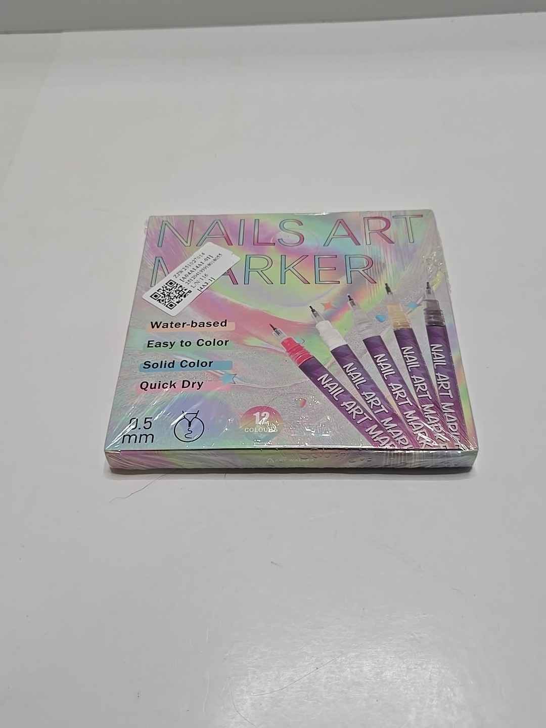 Sealed Nail Art Markers. 12 Colors 0.5 mm, Quick Dry Water Based NEW