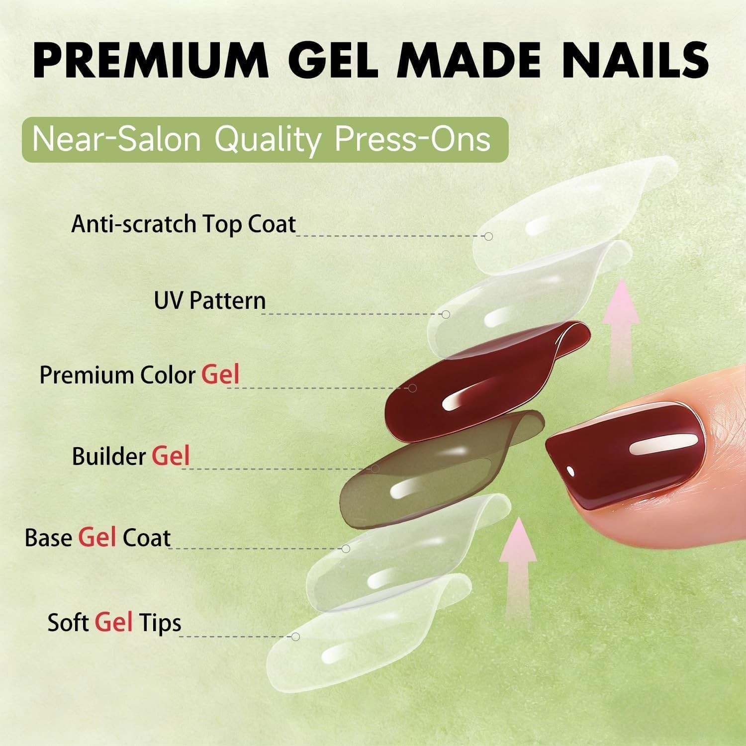 SXVME Short Square Nails Wine Red Press On 30 Pcs