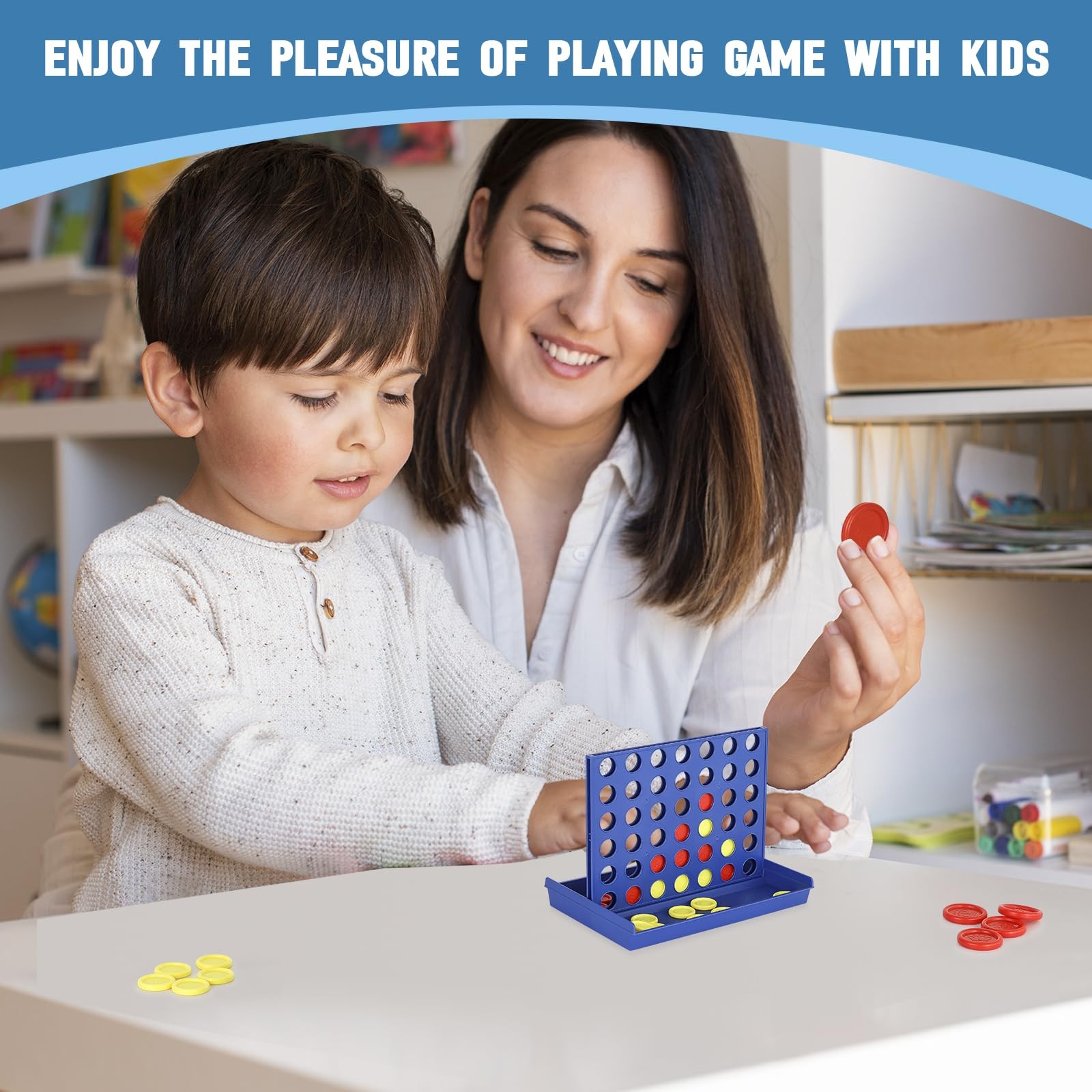 Pedolini 4 in a Row Connect Game Travel Board (Small) Mini Small, Blue