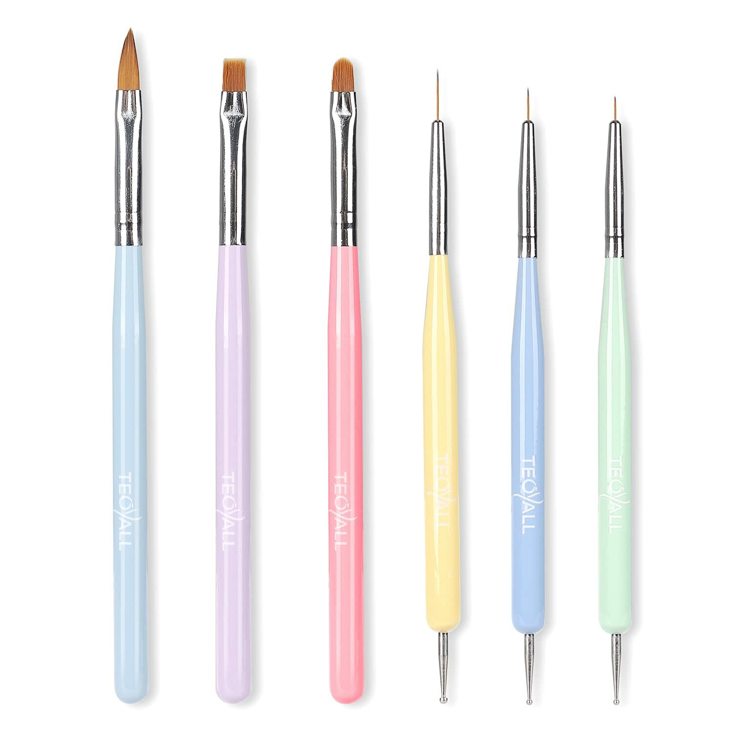 Nail Art Brushes 6 Professional Nail Design Painting Tools Liner Dotter Builder