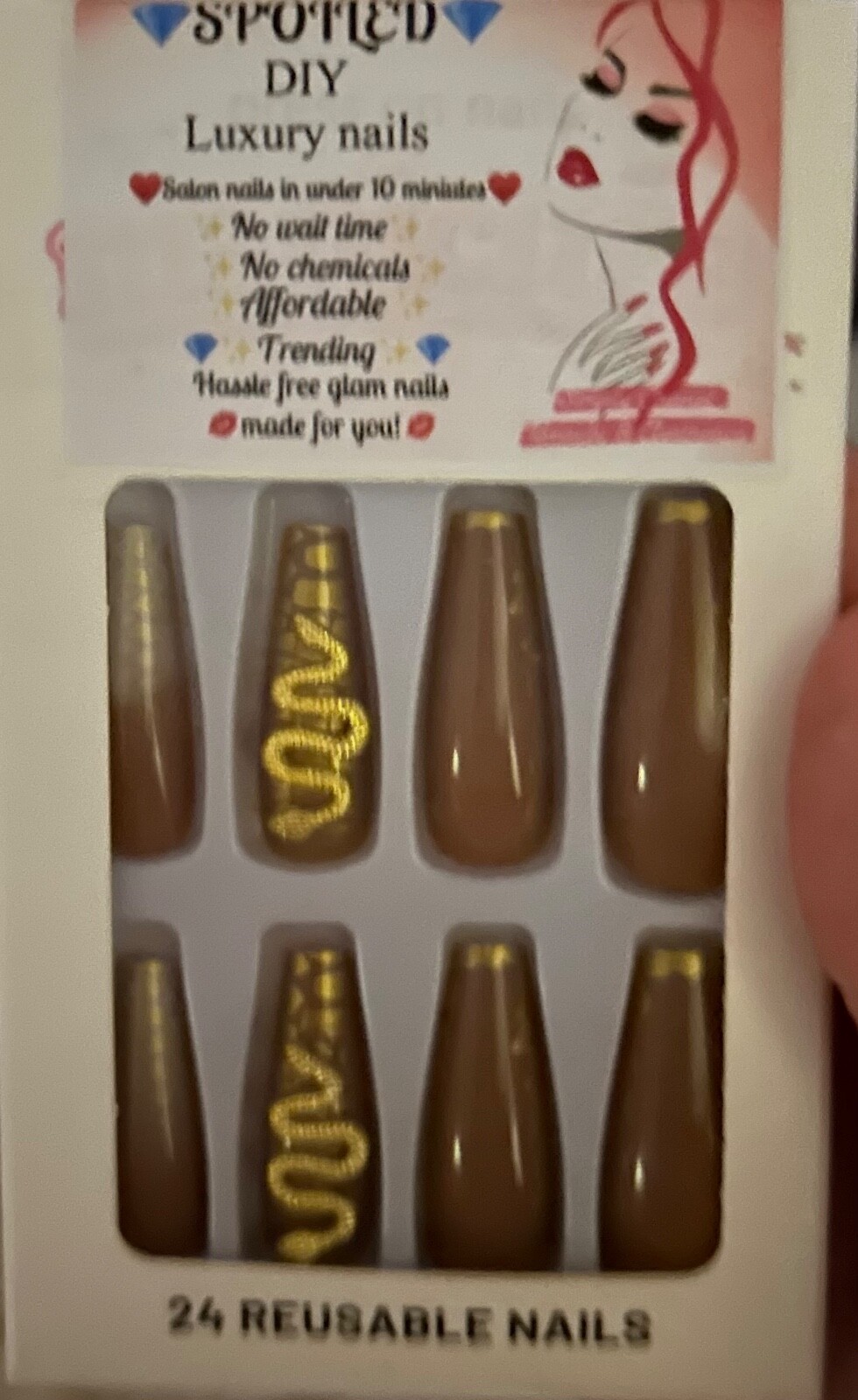 Elegant Gold snake press on nails -strong durable- good 4any occasion-24 pieces