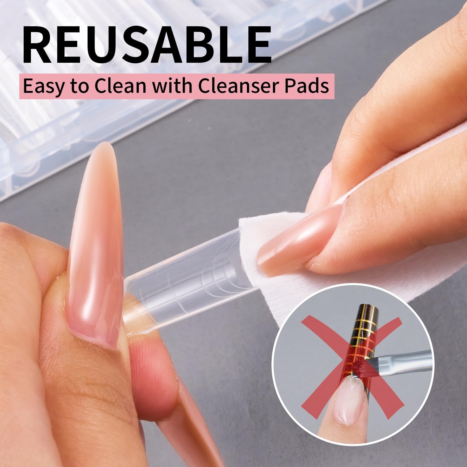 Dual Nail Forms for Builder & Poly Nail Gel Extensions, 280 PCS, Long Coffin Mol