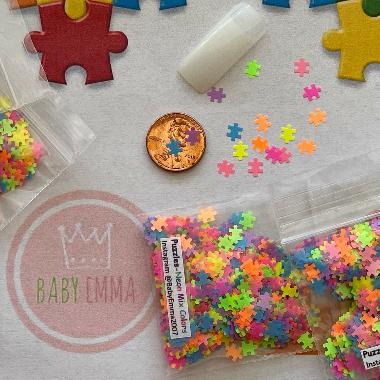 Solvent Resistant Puzzles Shaped (Neon Mixed) 5mm Glitter-Nail Art Acrylic Gel
