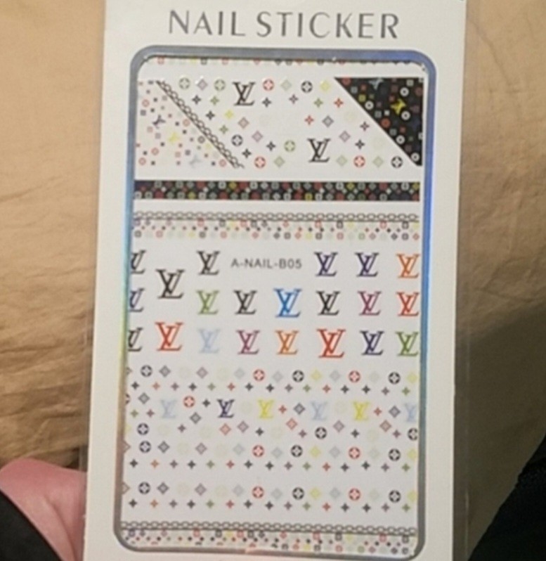 NWT NAIL ART DESIGN SELF-SEAL STICKERS N°23 BLACK/BRIGHT COLORS!