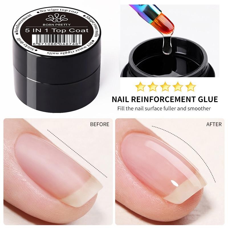 5 in 1 Clear Builder Gel Nail Polish 3D Sculpting Carving No Wipe Top Coat U