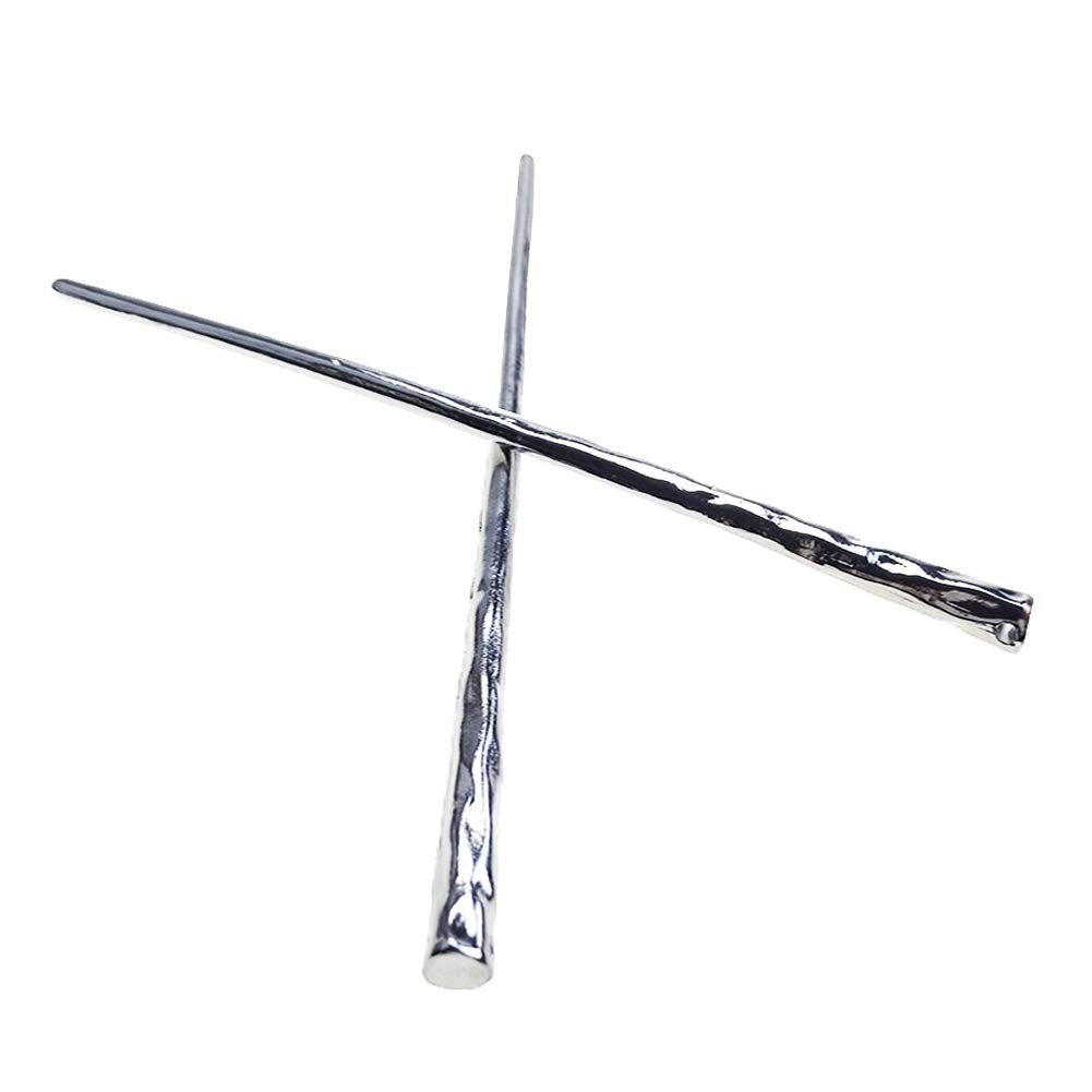 YILE Set of 2 Hair Sticks Chinese Hairpin Metal 1 Count (Pack 2), Silver