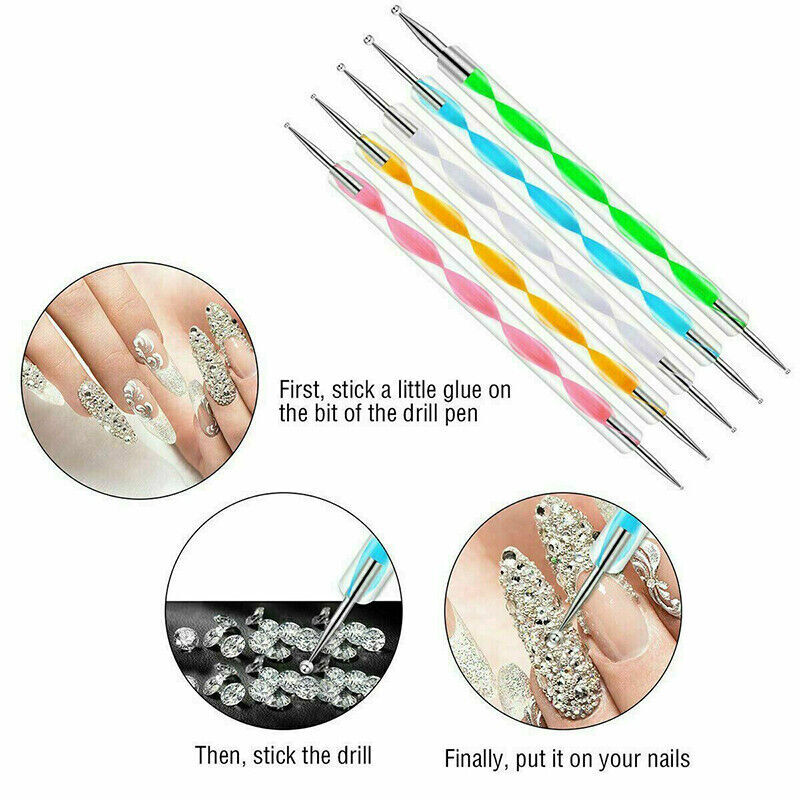 8/20 PCS Nail Art Pen Dotting Painting Drawing UV Gel Liner Polish Brush Tools