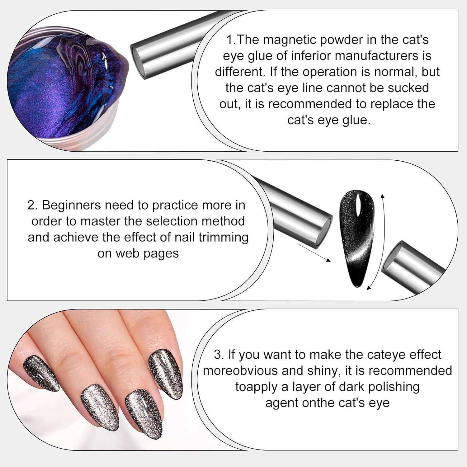 Nail Magnet Tool,Super Long Double-Head Nail Magnet Pens Magnet Stick 3D Magneti