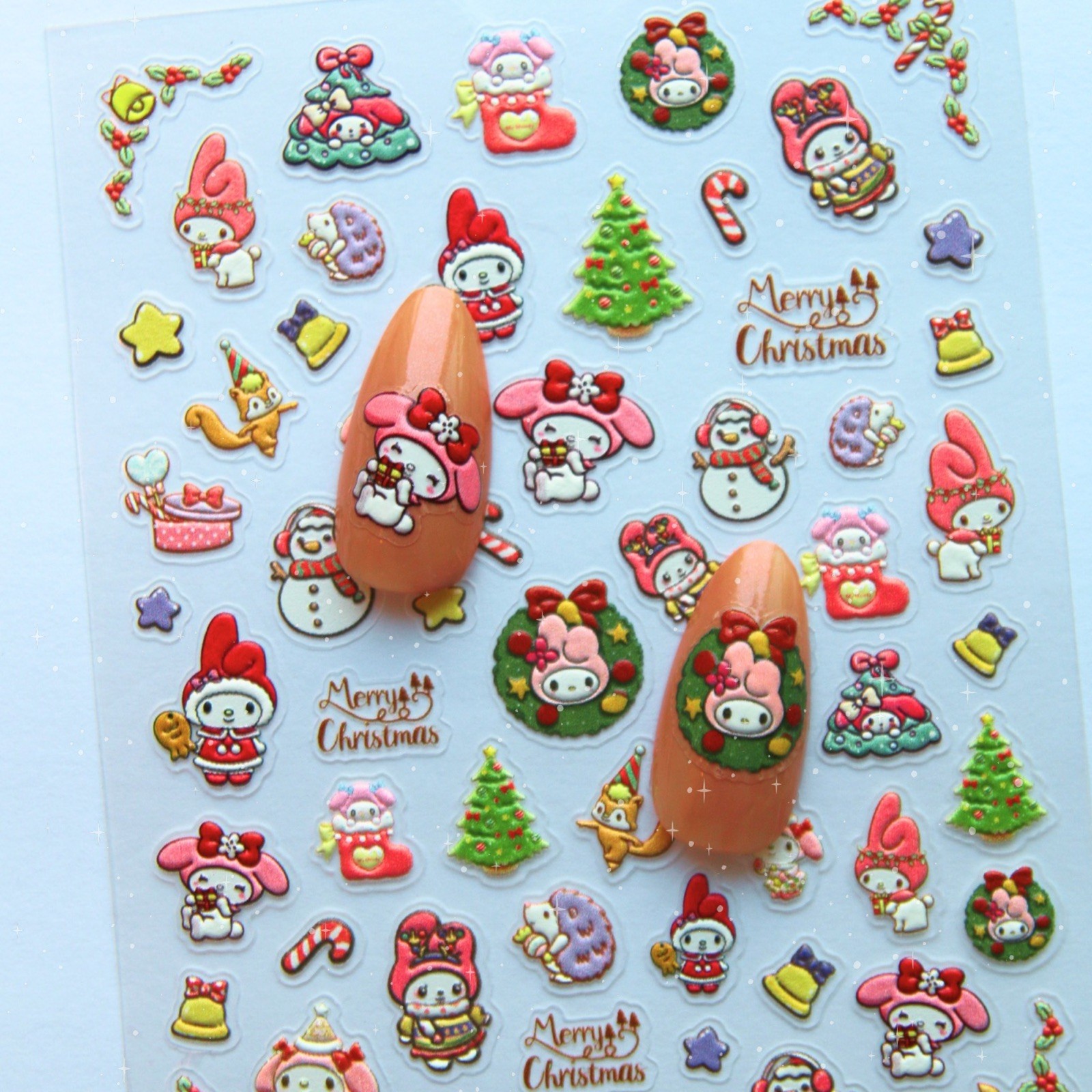 Christmas Kawaii Nail Stickers 3D Nail Stickers Nail Supplies for DIY Nail