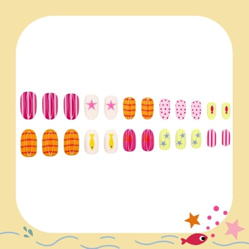 Summer Nail Art Design – Short Oval Fake Nails – Summer8