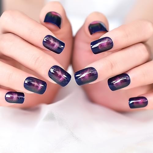 Squoval Medium Length Gel for Nails – Shimmery, Shimmery, Medium Length, Blue