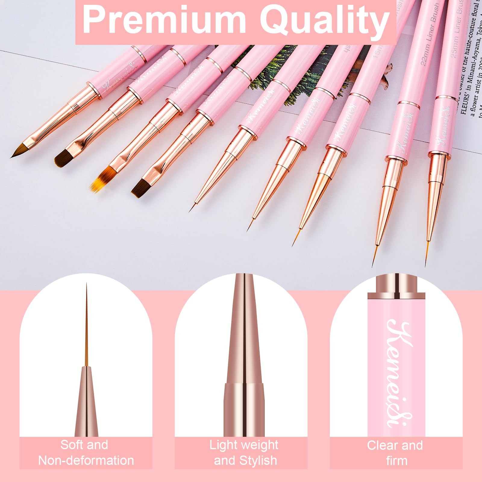 Nail Art Brush Set, 9PCS Double-Ended Acrylic Liner Brush Dotting Pen for Gel…