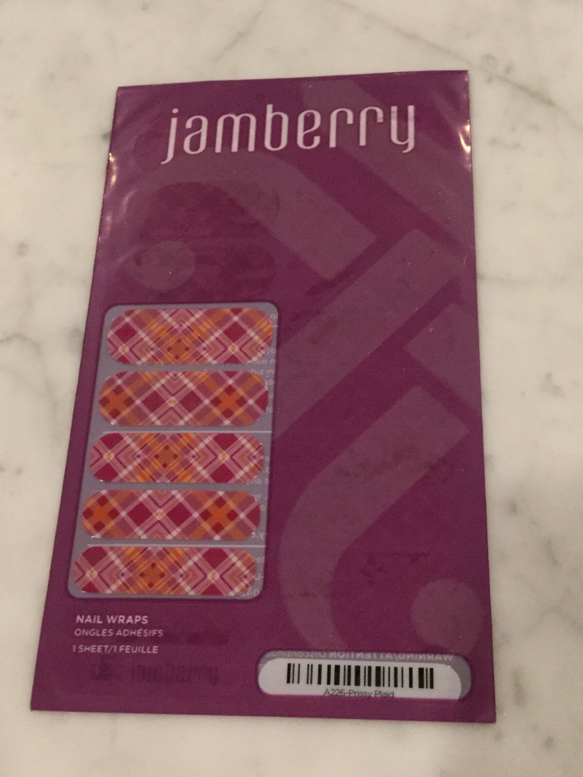 JAMBERRY Nail Wraps. FULL Sheet. “Prissy Plaid”. #A226. RETIRED. Very Rare. NEW.