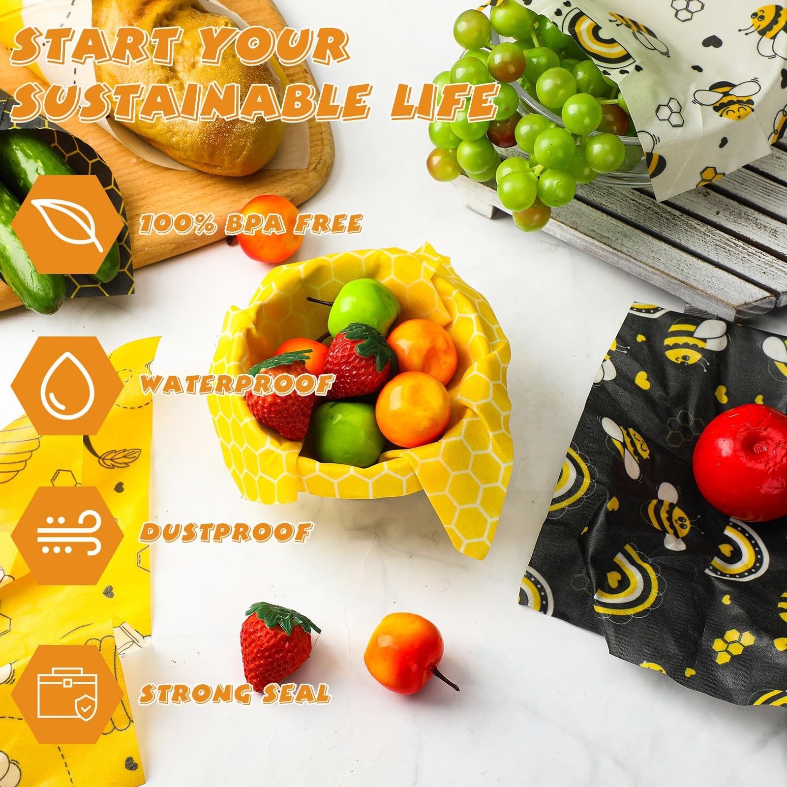 Tranqun 27 Pack Beeswax Wraps for Food Reusable Beeswax Assorted Br… Fast Ship