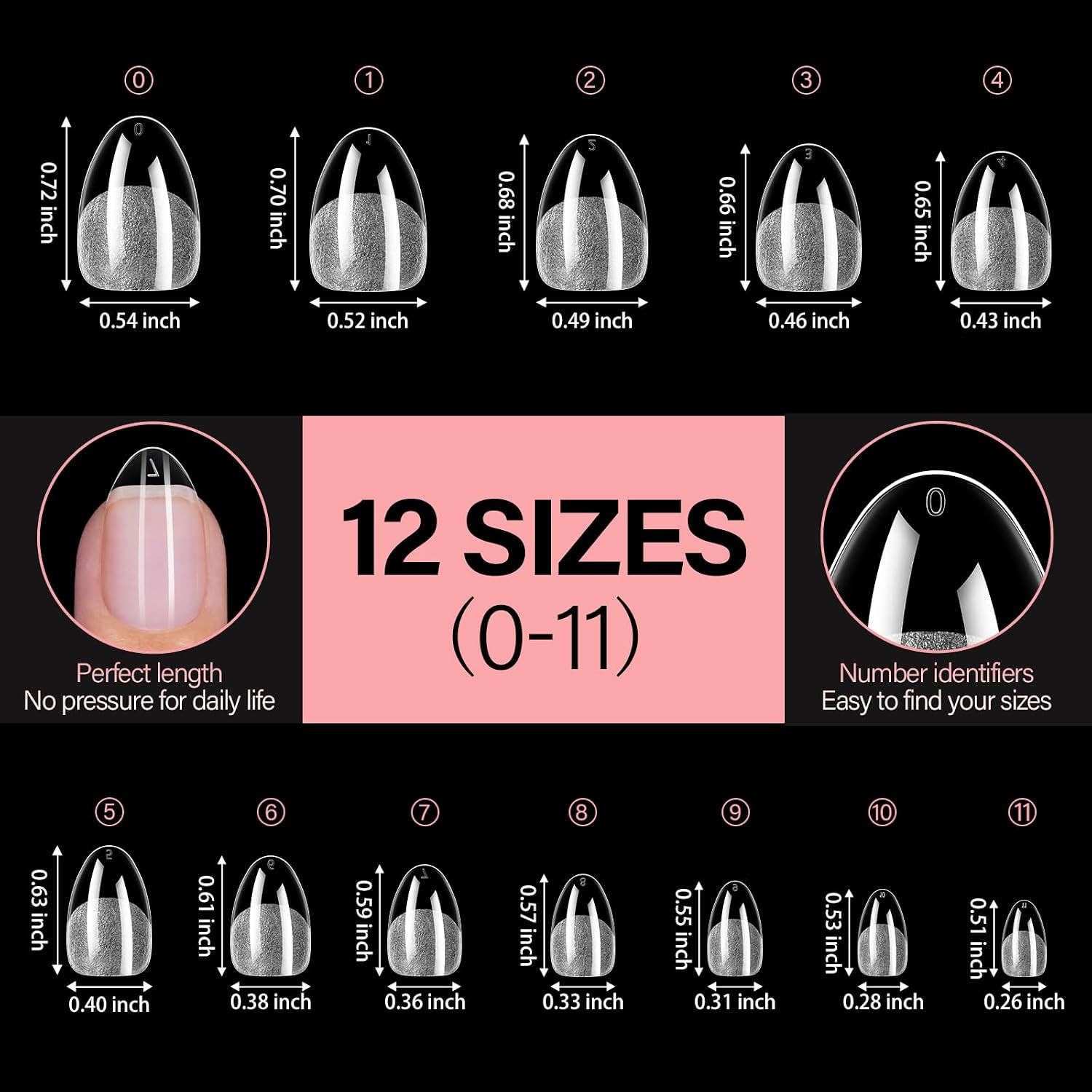 Extra Short Almond Nail Tips Nail Extensions for DIY Beginners | 12 Sizes 120Pcs