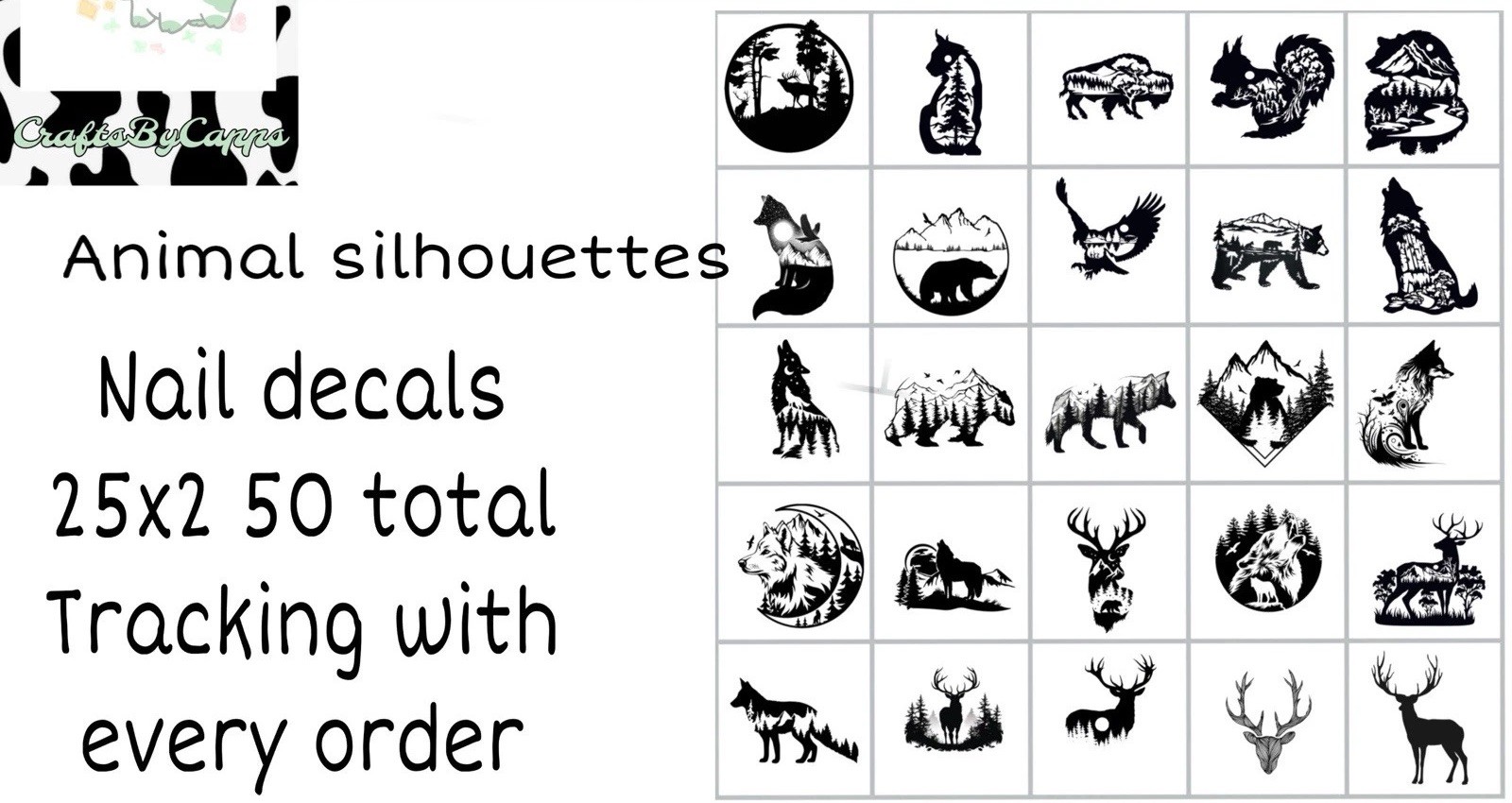 Animals Waterslide Decals Finger Nail, Instructions (set of 50) KC