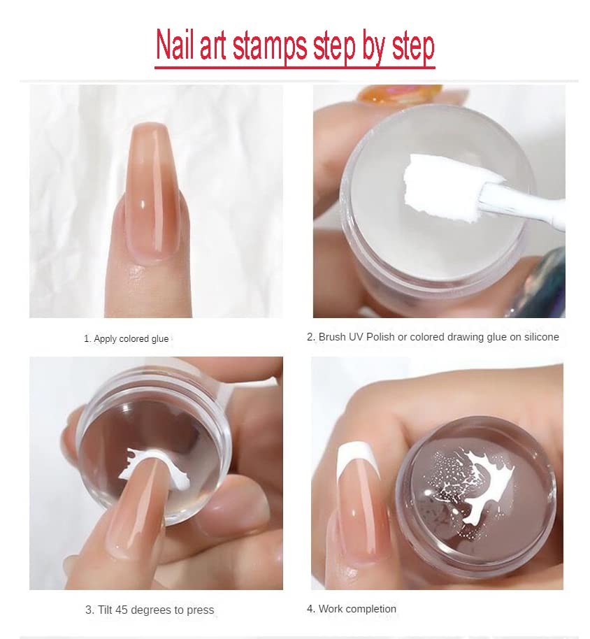 9Pcs Nail Stamp Template Kit – French Style Nail Art Designs, Stamper Set Wit…