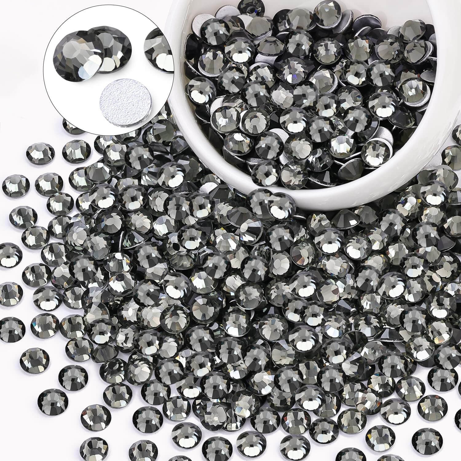 1440 Black Diamond Flatback Rhinestones Glass Beads for Nail Art Craft Decoratio